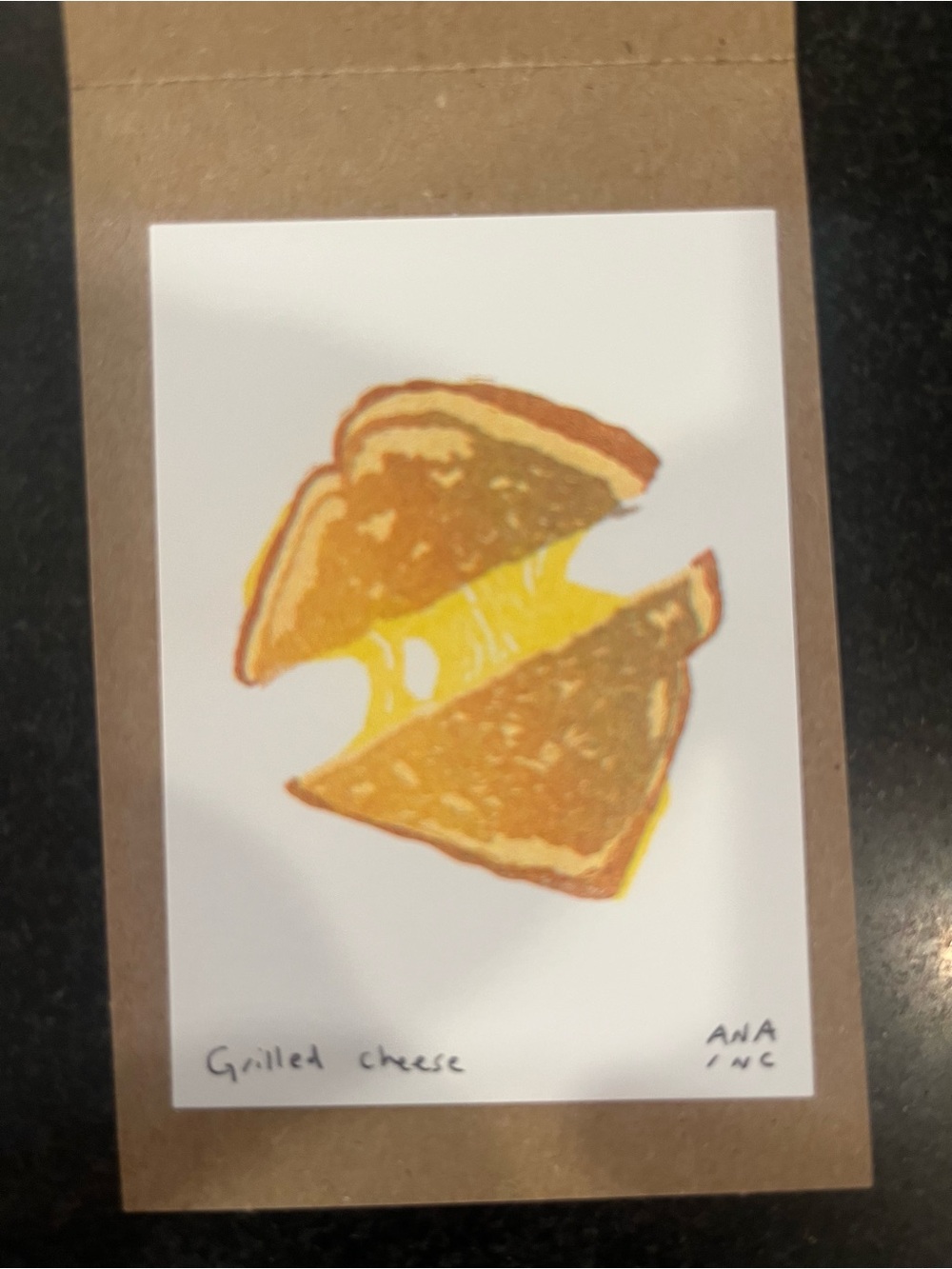 Inciardi mini Grilled Cheese Art Print - Yellow and Brown
